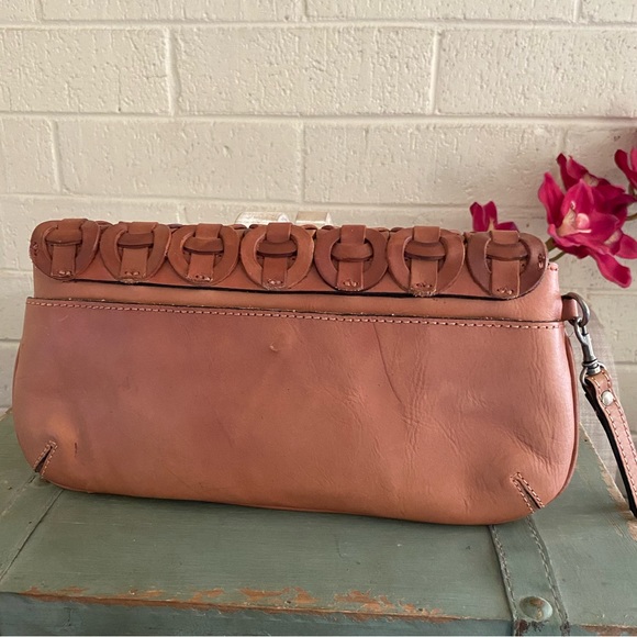 PATRICIA NASH CHAINLINK DUSTY ROSE LEATHER CLUTCH EUC - Picture 5 of 12